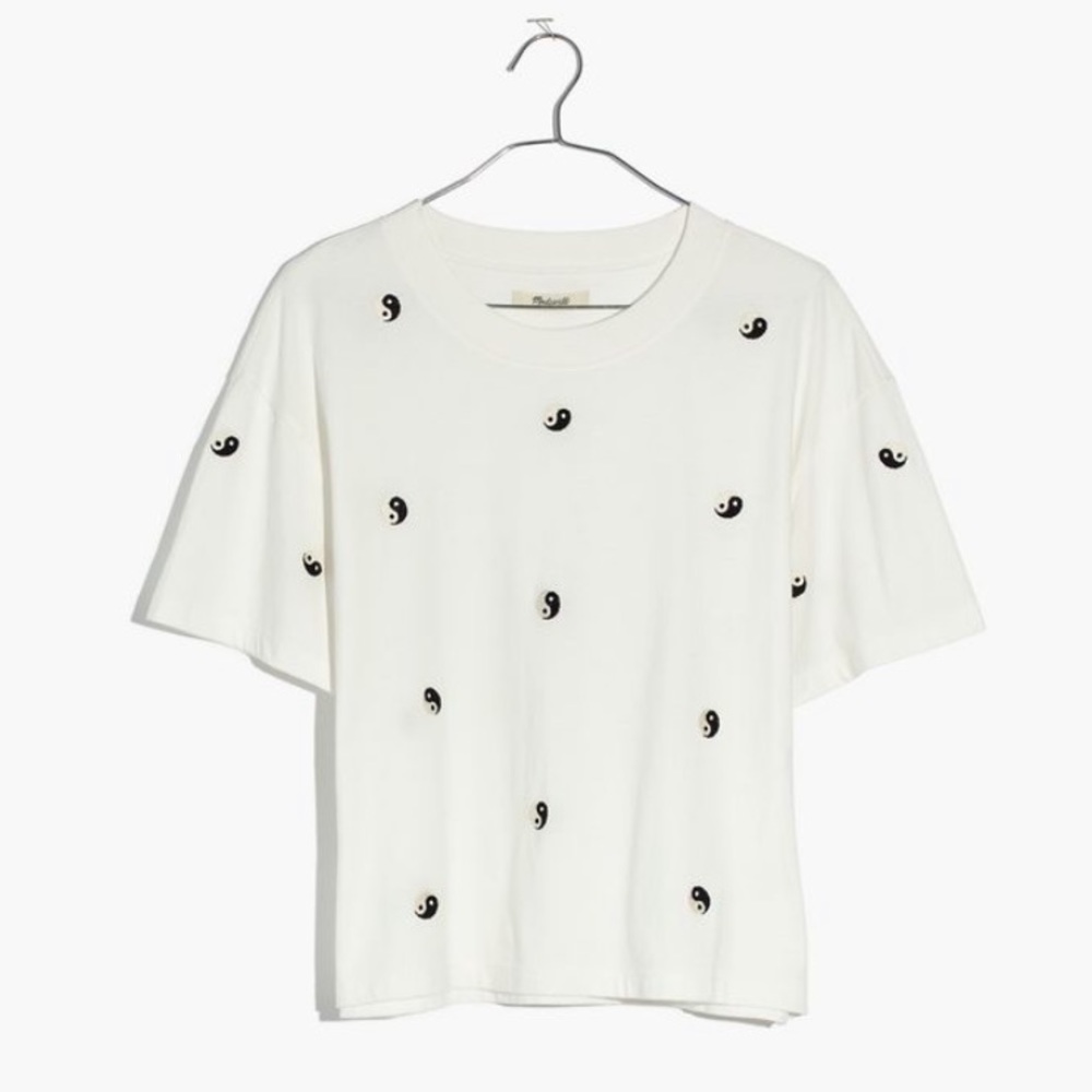 Madewell Women’s Embroidered Ying-Yang Easy Crop Tee